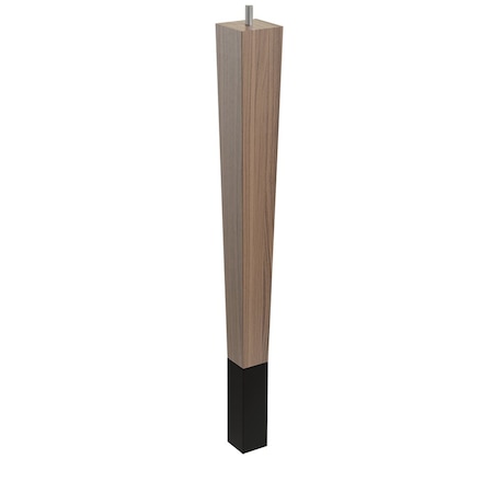 18 Square Tapered Leg With Bolt And 4 Flat Black Ferrule - Walnut